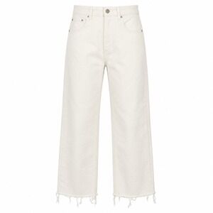 Triarchy Organic Cotton Denim Wide Leg Raw Hem Jeans Size 25 Minimalist Luxe